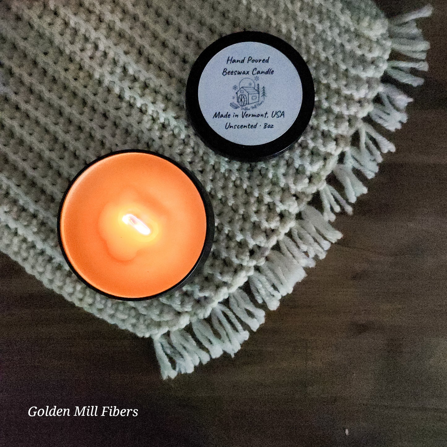 8oz Beeswax Candle with Wooden Wick